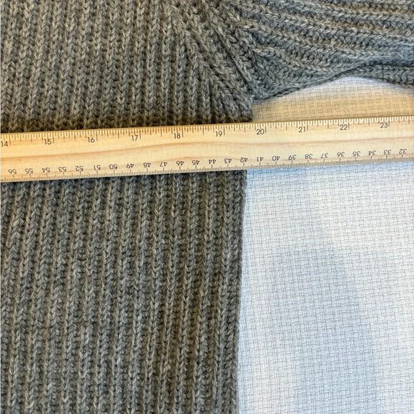 Susan Bristol Wool Cardigan Blazer women M grey Chunky Knit Grandpacore Academia - Picture 11 of 11